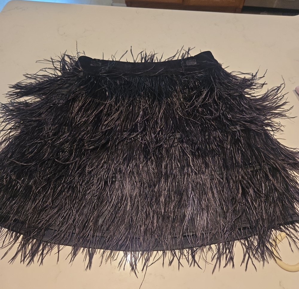 Sam Edelman Black Feather-Trim Circle Skirt